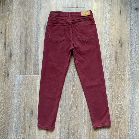 Frank & Oak Jeans Stevie High Rise Tapered Straight Rusty Red - Size 27 - Picture 3 of 16